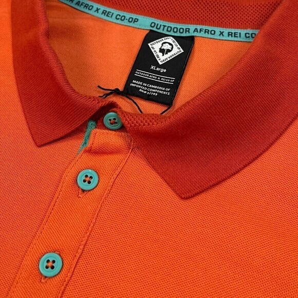 NEW Outdoor Afro x REI CO-OP Short Sleeve Polo Shirt Papaya XL - Picture 3 of 14